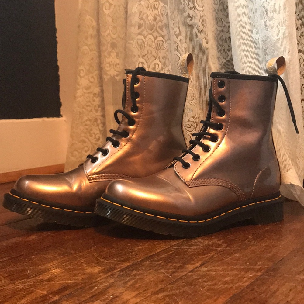 Rose Gold - Gold Metallic Dr. Marten Combat Boots